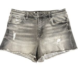 Kut from the Kloth Jane High Rise Gray Wash Jean Shorts Frayed Distressed 12